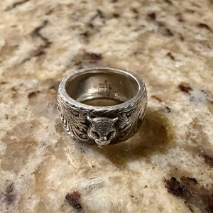 Gucci Garden Feline Head Silver Band Ring